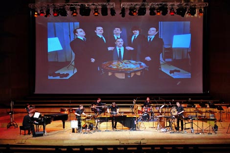 Udaraljkaški ansambl Sudar i Matej Meštrović, KD Vatroslav Lisinski, 21. travnja 2013., foto: Dinko Bažulić